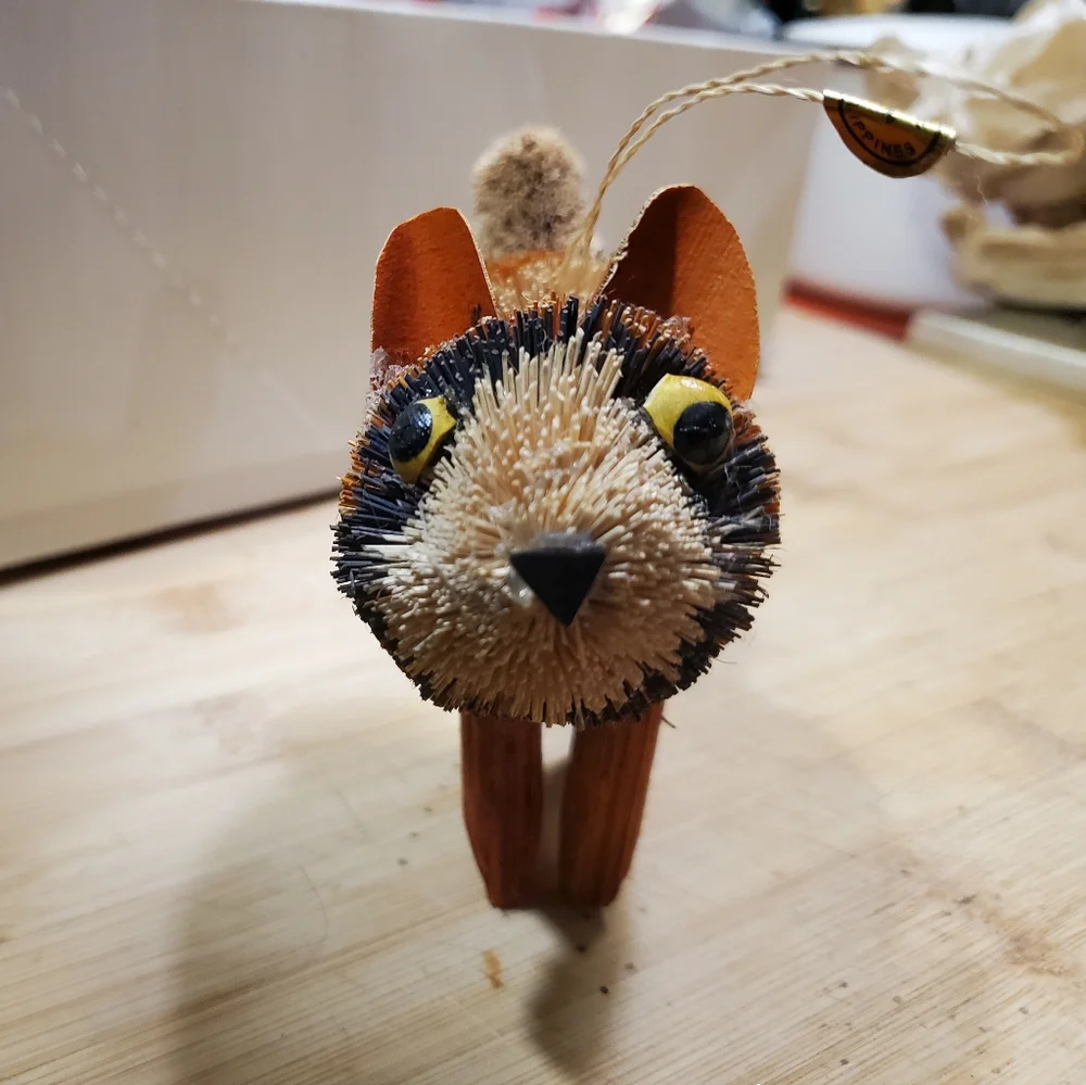 West Elm bottle brush calico cat holiday ornament
